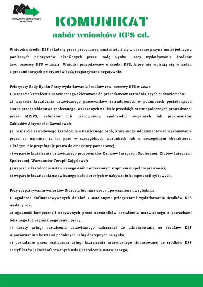 Plakat z treścią komunikatu