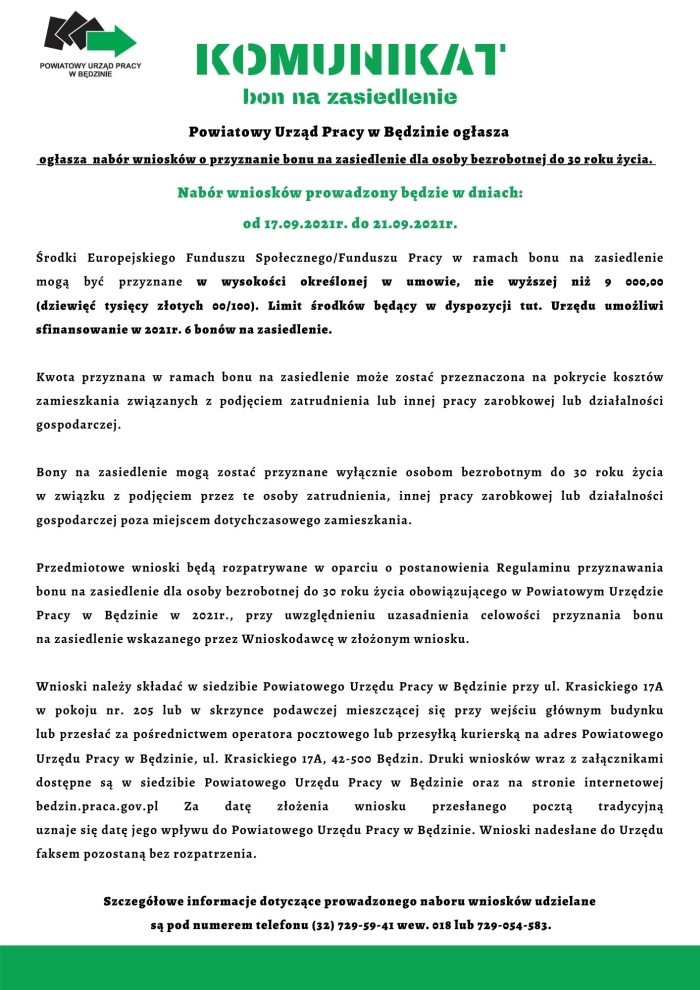 Plakat z treścią komunikatu