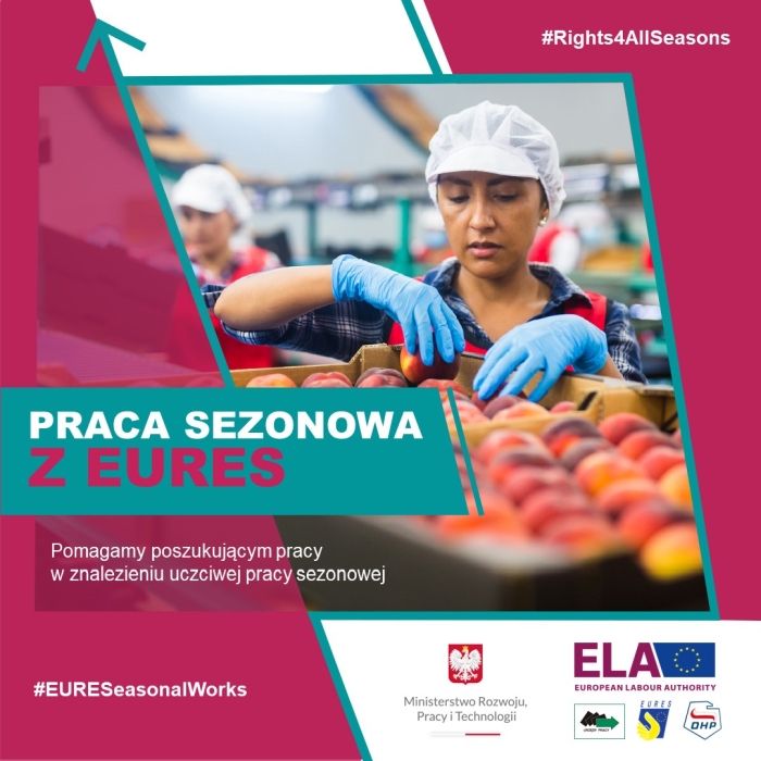 Plakat informacyjny w związku z pracą sezonową z EURES